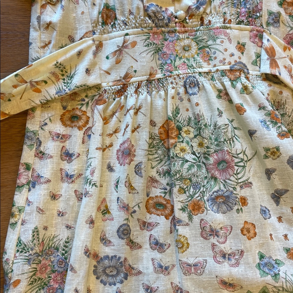 Vintage Trolley Car Women Midi White Floral Wildlife Dress - Picture 7 of 9